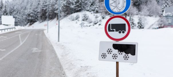 trucking with snow chains